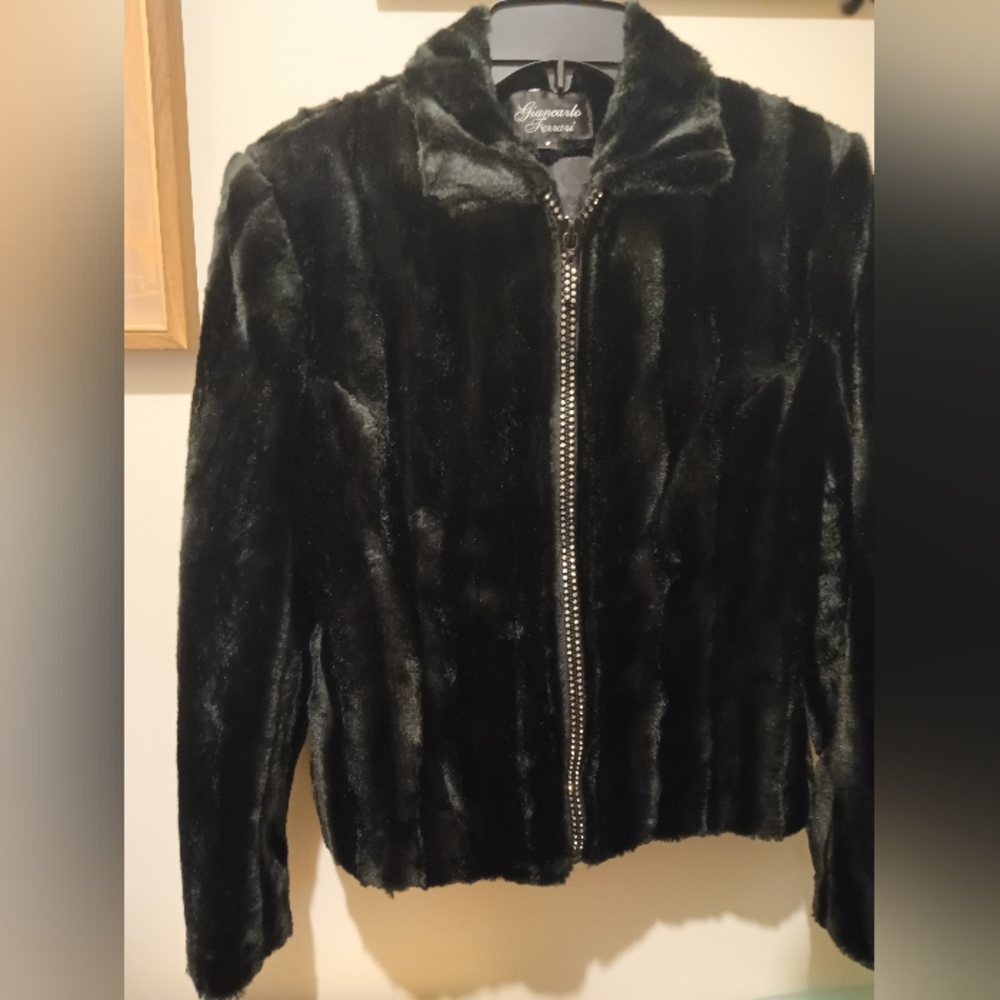 Elegant Black Faux Fur Jacket